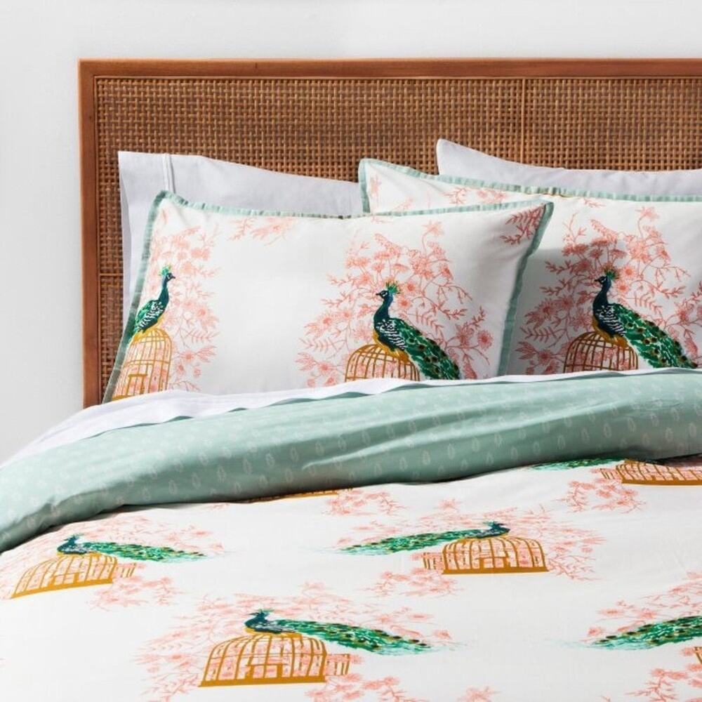 Opal House White Indo Peacock Birdcage STD Shams Set of 2